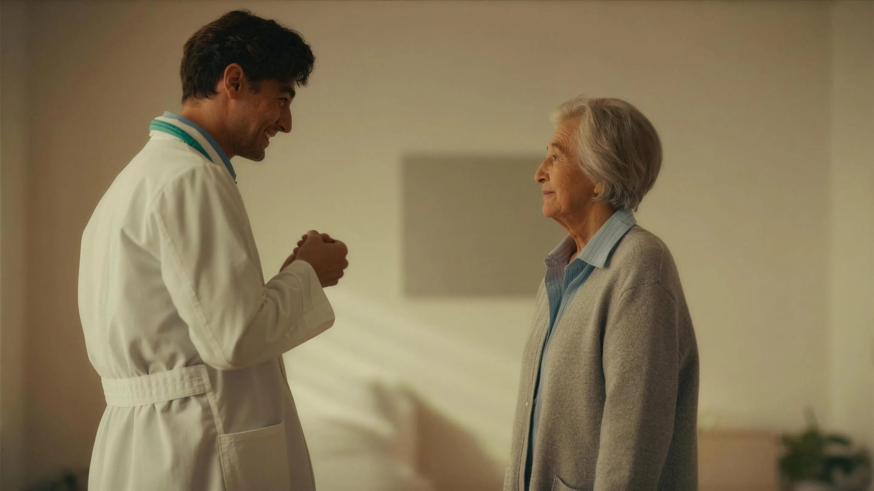 A doctor talking with an elderly patient