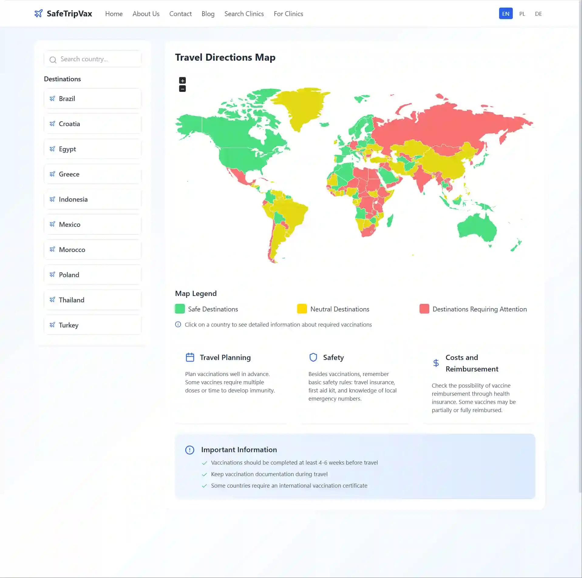 SafeTripVax - Platforma Szczepień dla Podróżnych